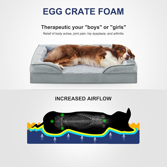 FURTIME Orthopedic Extra Large Dog Bed, Waterproof Dog Beds, 48x35x6.5 Supportive Foam Pet Couch Bed with Removable Washable Cover and Nonskid Bottom - Image 3