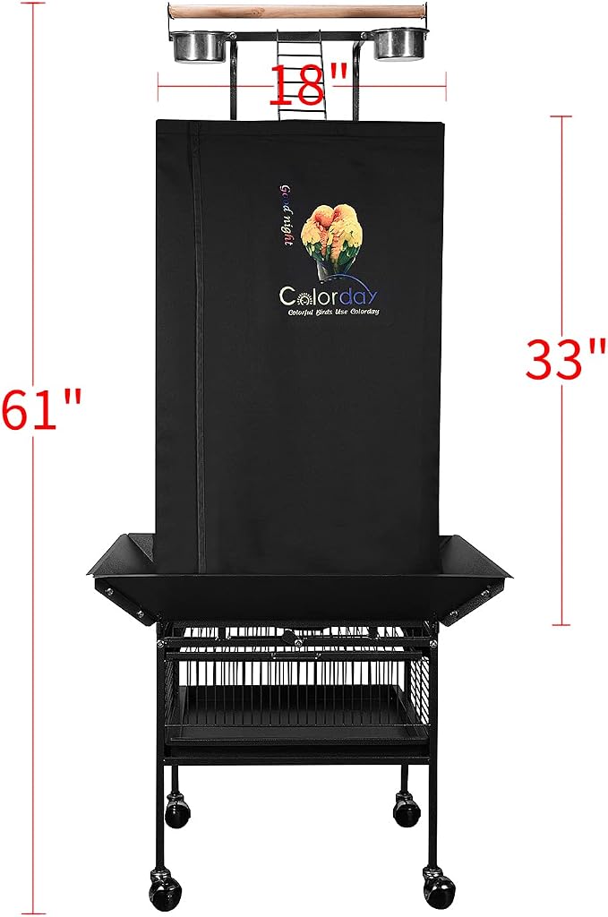 Colorday Good Night Bird Cage Cover for Large Bird Cage with Play Top (Patented), Black 61" - Image 6