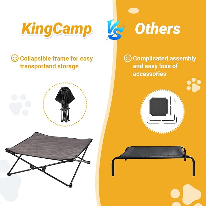 KingCamp Elevated Dog Bed for Medium Dogs, Raised Outdoor Indoor Portable Cooling Cot Lifted Pet Hammock off Ground with Washable Breathable Mesh & Frame with Non Slip Foot for Camping Backyard, Black - Image 4