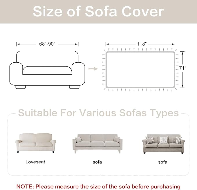 Loom and Mill Jacquard Floral Sofa Couch Covers, Pearly Beige, 71"x118" | Elegant Damask Sofa Throw Cover with Tassels for 2-3 Cushion Couch, Sectional Couch Cover Sofa Slipcover for Dogs Pets - Image 3