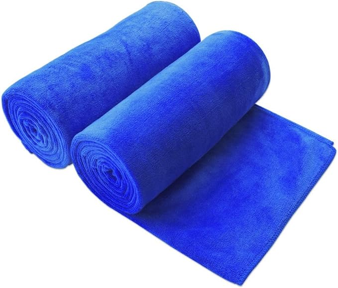 JML Microfiber Bath Sheet Towels Set, 2 Pack, 40" x 80", Dark Blue | Hanging Loop, Soft,Super Absorbent, Fast Drying, Perfect for Shower,Sauna,Yoga,Sport, Fitness,Gym by JML