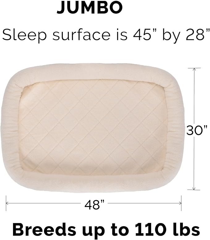 Furhaven Dog Bed for Large Dogs, 100% Washable, Sized to Fit Crates - Sherpa Fleece Bolster Crate Pad - Cream, Jumbo/XXL - Image 2