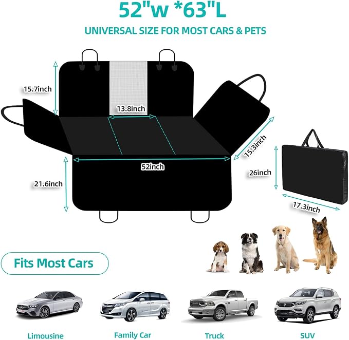 Petiza Back Seat Extender for Dogs Hard Bottom Dog Car Seat Cover for Back Seat Heavy Duty Scratch Proof Nonslip Durable Soft 100% Waterproof Dog Hammock for Car Truck SUV - Image 7