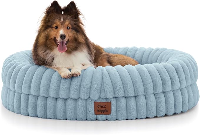 ChiXnuggle Orthopedic Dog Bed, Washable Cover, Faux Fur Bolster Pet Couch | waterproof,egg crate foam,non-slip bottom,for small medium dogs,light blue,30*24*7,dog sofa,puppy bed by SnuggleUpPawsDown