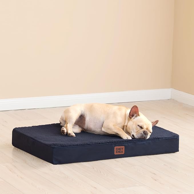 EHEYCIGA Orthopedic Dog Bed Large with Removable Washable Cover, 36IN Navy | Egg Crate Foam Support, Durable Oxford fabric, Non-Slip Bottom, Machine Washable, Soft Waterproof Plush Pet Bed Mat For Crate - Image 7