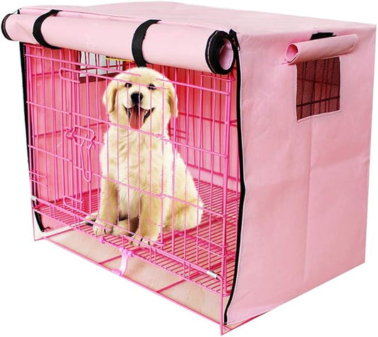Dog Crate Cover for Wire Crates,Fits Most Dog Crates,Windproof Water-Resistant Oxford Pet Kennel Covers, Provided for Wire Crate Indoor Outdoor Protection,Easy to Put On, Take Off by PJDDP