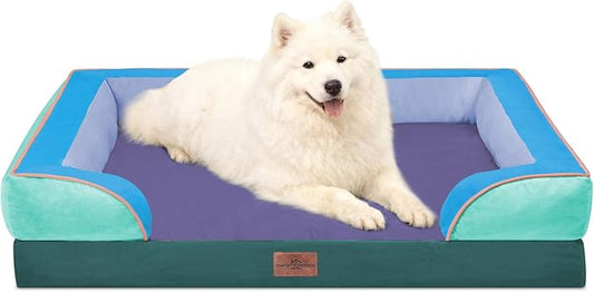 Comfort Expression Orthopedic Dog Beds for Large Sized Dog with Bolster | Waterproof Dog Couch Bed with Washable Cover & Non-Slip Bottom, Supportive Egg Crate Foam Large Pet Bed, 36x27 Inch by ComfortExpression