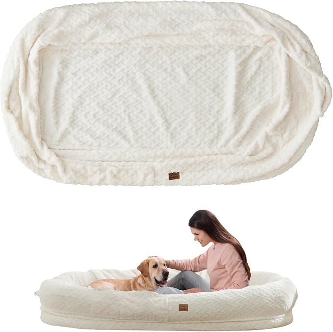 ChiXnuggle Faux Fur Washable Human Dog Bed Cover（Only Human Dog Bed） | 72*40*10,removable replace cover,soft fur,non-slip bottom,white by SnuggleUpPawsDown