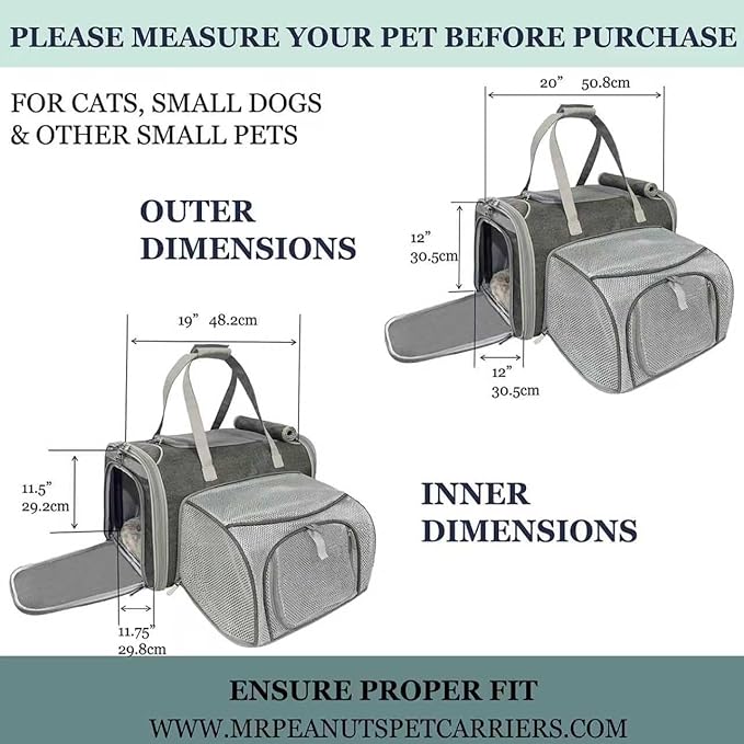Mr. Peanut's Gold Series Big Apple XL Expandable Pet Carrier V3.0 (Platinum Gray)