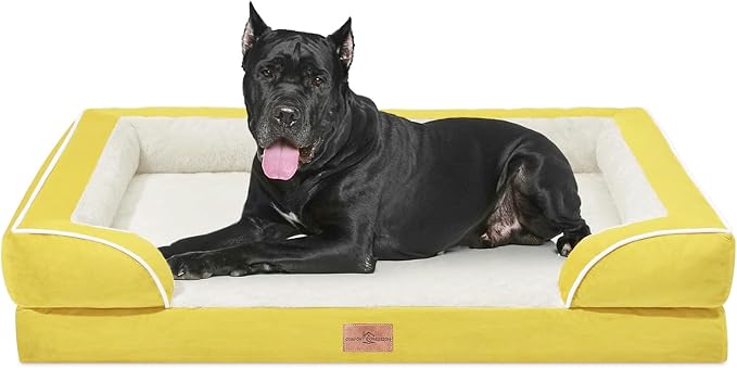 Comfort Expression Orthopedic Dog Bed for Extra Large Dogs with Bolster | Waterproof Dog Couch Bed with Washable Cover & Non-Slip Bottom, Supportive Egg Crate Foam Big Dog Bed, 53x42Inch by ComfortExpression