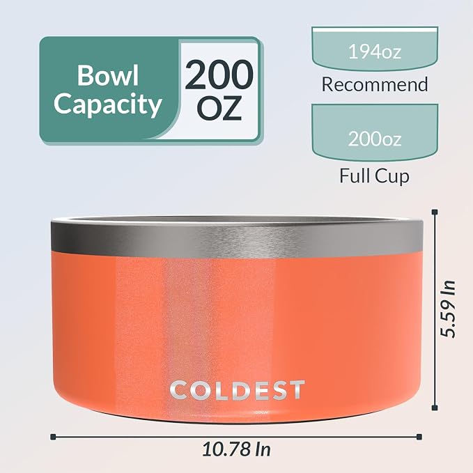 Coldest Dog Bowl - Anti Rust Metal, Non Slip, 3 Layers Insulated Stainless Steel Dog Bowls - Spill Proof & Heavy Duty - Water Bowl for Dogs, Cats & Pets, Dish Washer Safe (200 oz, Candy Red Glitter) - Image 4