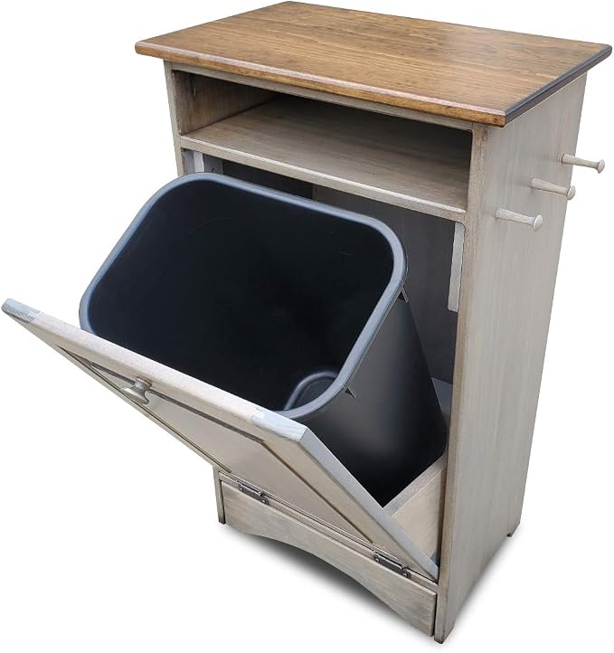 Peaceful Classics Pet Feeder Station - Dog & Animal Food Storage Cabinet, Organizer - Holds 35 Lbs (Pewter) - Image 2