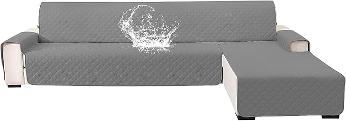 Waterproof Large Sectional Couch Covers for Dogs, Reversible L Shaped Couch Cover, Sofa Covers Washable Sectional, Furniture Protector Cover for Pets Kids (X-Large, Light Grey) by CYCMACOHOME