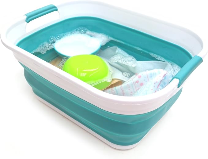 SAMMART 17.5L (4.6 Gallon) Collapsible/Foldable/Pop Up/Portable Washing Tub, Water Capacity 13.5L/3.5 Gallon (1, Bright Blue) - Image 3
