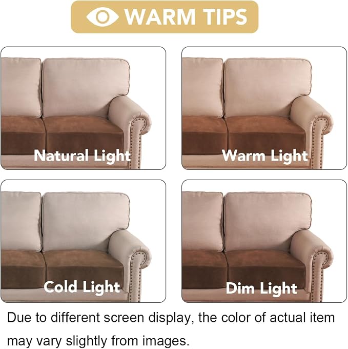 H.VERSAILTEX Velvet Stretch Couch Cushion Cover Plush Cushion Slipcover for Sofa Cushion Furniture Protector Seat Cushion Sofa Cover (3 Piece Sofa Cushion Covers, Caramel Cafe) - Image 6