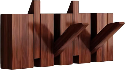 Wall Mounted Piano Key Solid Wood Hanger, Suitable for Wardrobes, Kitchens, Bedrooms, Bathrooms, Entrances (Walnut, 4 Hooks) by MurphyBedKitMattresFrame