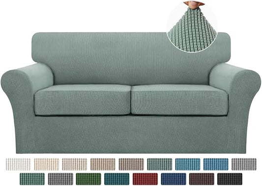 Turquoize 3 Piece Sofa Covers for 2 Cushion Couch Sofa Slipcover Soft Couch Cover for Dogs-Washable Sofa Furniture Covers with 2 Individual Cushion Covers (2 Cushion Sofa, Dark Cyan) by Turquoize