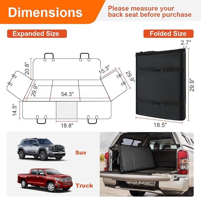 Vailge Dog Car Seat Cover for Trucks,Large Back Seat Extender for Dogs,Waterproof Non Inflatable Hard Bottom Dog Seat Cover for Trucks F150, RAM1500,Silverado,GMC Sierra - Image 7