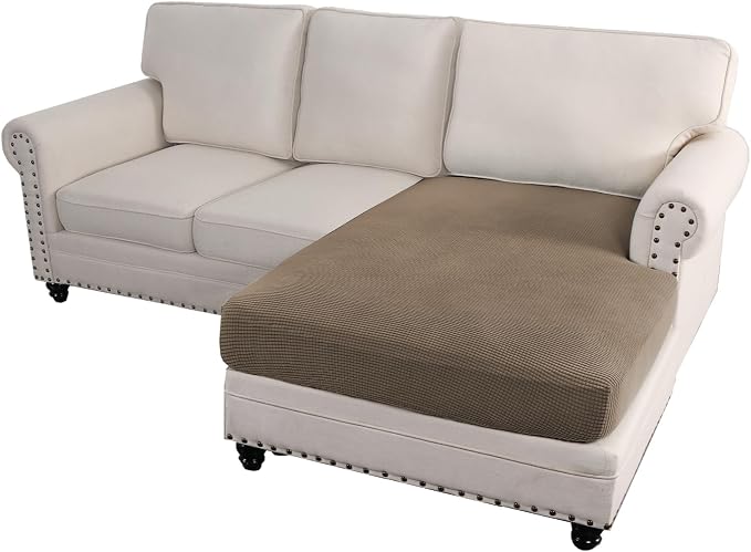 H.VERSAILTEX Sectional Couch Covers 1 Piece Chaise Slipcover L Shape Separate Cushion Couch Cover for Both Left/Right Sectional Couch (Seat Only: 1 Chaises, Macchiato) - Image 2