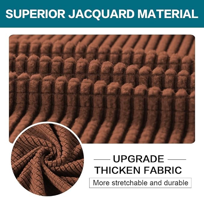 Turquoize 4 Piece Sofa Covers for 3 Cushion Couch Sofa Slipcover Soft Couch Cover for Dogs Washable Furniture Cover with 3 Individual Large Cushion Covers Feature Fabric (Large Sofa, Caramel) - Image 3
