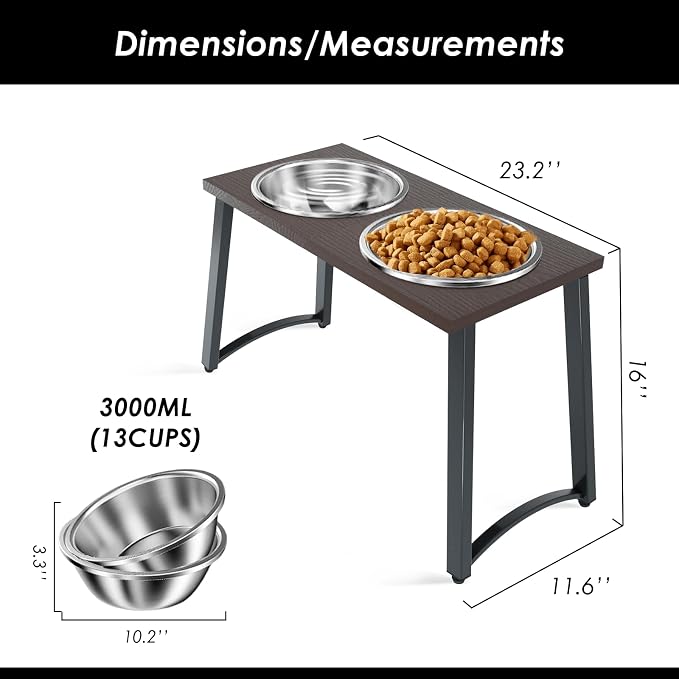 Elevated Dog Bowls for Extra Large Dogs with 2 X-Large Stainless Steel Dog Bowls -3000ML(100oz), 16.5" Tall Raised Dog Bowl Stand, Food & Water Bowls for Large Breed, Extra Large Dogs - Image 4