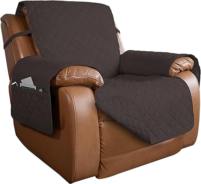 PureFit Reversible Recliner Chair Covers Couch Covers for Dogs, 28 in | Chocolate/Chocolate, Water Resistant Couch Protector, Washable Pet Couch Cover with Non Slip and Elastic Straps For Kids by PureFit