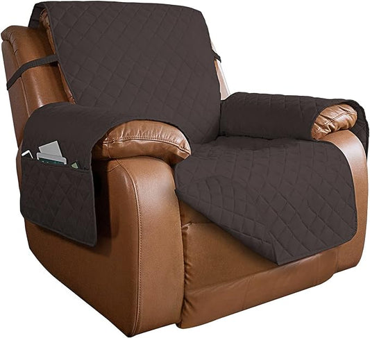PureFit Reversible Recliner Chair Covers Couch Covers for Dogs, 28 in | Chocolate/Chocolate, Water Resistant Couch Protector, Washable Pet Couch Cover with Non Slip and Elastic Straps For Kids by PureFit