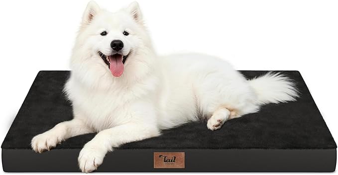 Large Waterproof Orthopedic Dog Bed with Egg Crate Foam | Fits 42x28 Crates, TPU Waterproof Layer, 1680D Washable Oxford Cover, Portable Handle, Indoor & Outdoor Use, Up to 80 lbs by TailStories