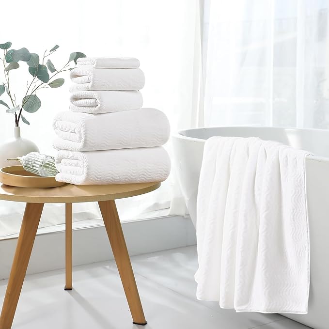 4 Piece Extra Large Bath Towel 35"x70" Oversized Bath Sheet White Bath Towel Set for Bathroom Ultra Soft Cozy Highly Absorbent Quick Dry Bathroom Towel for Spa Gym Hotel,Shower Towel for Daily Use - Image 4