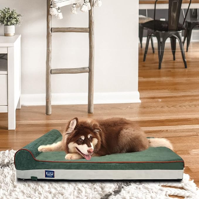 Laifug Orthopedic Dog Beds for Large Dogs,4.5" Memory Foam Dog Beds,Durable Water Proof Liner Removable and Washable, Nonskid Bottom, Dark Green 46"x28"x4.5" - Image 6
