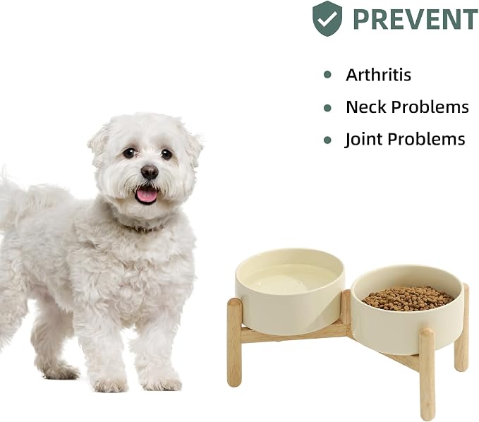 Havniva Elevated Dog Bowls Ceramic Dog Bowls with Stand, Dog Food Bowl | 6.1” Raised Dog Bowls with Non-Slip Wood Stand, Dog Food and Water Bowl Set, Double Dog Feeding Bowls for Small & Medium Dogs - Image 5