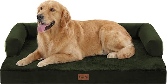 Orthopedic Dog Bed for Extra Large Dogs, 41x27in, Olive Green | Orthopedic Foam Relieves Joint Pressure, Bolsters Supports Head And Neck, Washable Cover, Non-Slip Bottom by CasaPaw