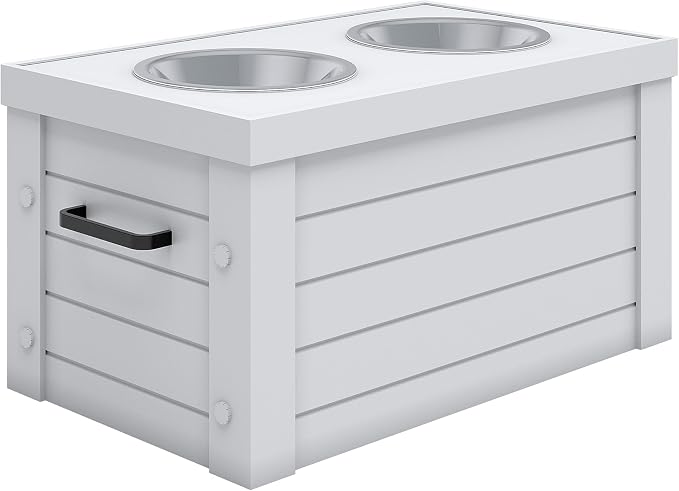 New Age Pet ECOFLEX Medium Piedmont Elevated Dog Feeder in Antique White, Two Bowl Design, Removable Lid Storage, 24 oz Bowls, Space Efficient, for Small to Medium Size Dogs, Easy Clean - Image 6