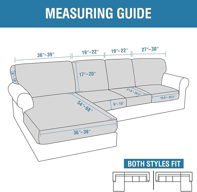 H.VERSAILTEX Sectional Couch Covers 4 Pieces Sofa Seat Cushion Covers L Shape Separate Cushion Couch Chaise Cover for Both Left/Right Sectional Couch (Seat Only: 1 Chaise + 3 Sofa, Olive) - Image 3