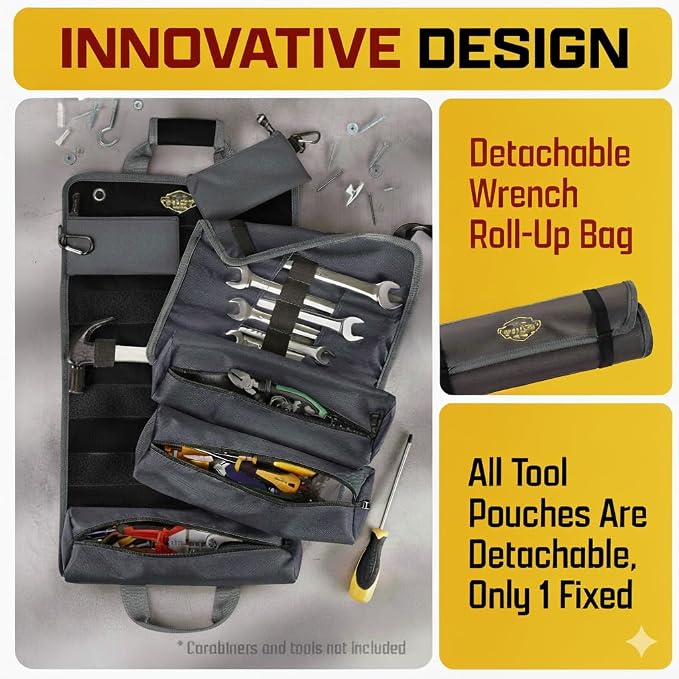 Ryker PRO Heavy Duty Motorcycle Tool Roll Up Bag w/Socket Wrench Organizer | Official Off Road Roll Up Tool Bag Waterproof Pouches and Pocket Labels. Overland Gear Tools Bag Kit for Contractor, Mechanic - Image 4