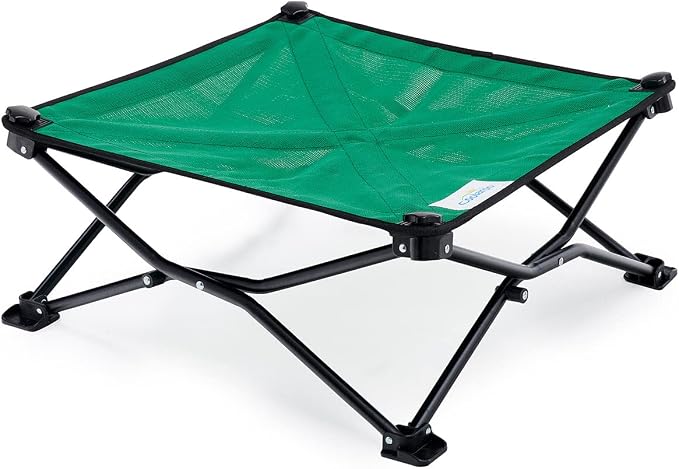 Coolaroo On-The-Go Elevated Dog Bed - Foldable Pop-Up Travel Dog Bed with Breathable, Moisture-Resistant Fabric, Carry Bag Included, Lightweight & Portable, Emerald Green, Standard by Coolaroo