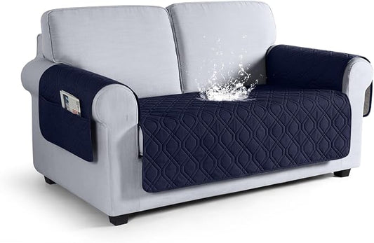 VANSOFY Waterproof Loveseat Couch Cover for Pets, Dark Blue, 47.2" | Non-Slip, Washable, Utility Pockets, Pet Friendly, Furniture Protector Slipcover for 2 Cushion Couch by VANSOFYFURNITURECOVERS