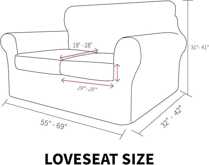 MAXIJIN 3 Piece Couch Covers for 2 Cushion Couch loveseat Cover, Stretch Love Seat Sofa Slipcovers for Dogs Pet, Thick Furniture Protector with 2 Seat Cushion (55"-69", Beige) - Image 6