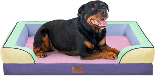 Comfort Expression Orthopedic Dog Bed for Extra Large Dogs with Bolster | Waterproof Dog Couch Bed with Washable Cover & Non-Slip Bottom, Supportive Egg Crate Foam XL Pet Bed, 45x35 Inch by ComfortExpression