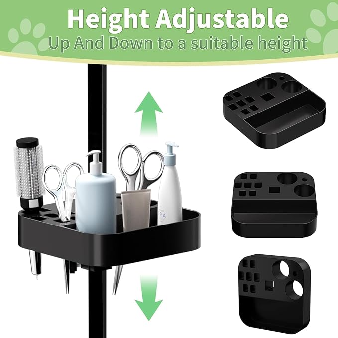 47"Professional Dog Pet Grooming Table Adjustable Heavy Duty Portable w/Arm & Noose & Mesh Tray (46", Black) - Image 7