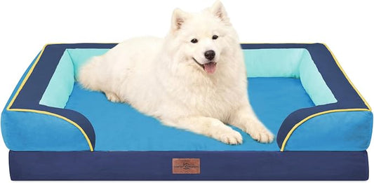 Comfort Expression Orthopedic Dog Beds for Large Sized Dog with Bolster | Waterproof Dog Couch Bed with Washable Cover & Non-Slip Bottom, Supportive Egg Crate Foam Large Pet Bed, 36x27 Inch by ComfortExpression