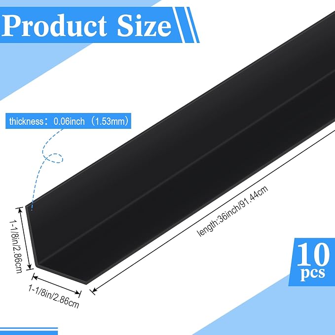 Sasylvia 1 Pcs Wall Corner Protector Guards, Avoid Scratching Scuffs, Vinyl Corner Trim Molding, Easy Install & Cleaning for Door Countertop Furniture Cabinet Protection (1-1/8 x 36 Inches,Black) - Image 2