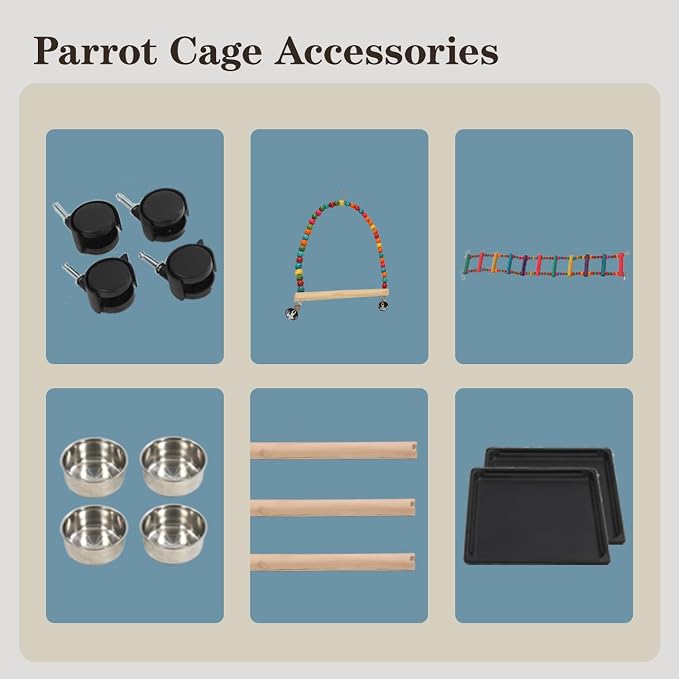 Large Bird Cages for Parakeets, Cockatiel Cage for Birds with Parrot Toys,Skirt Seed Catcher, Play Top Slide-Out Tray for Conure Canary Finch Lovebird Pigeon Budgie Quaker Parrot - Image 5