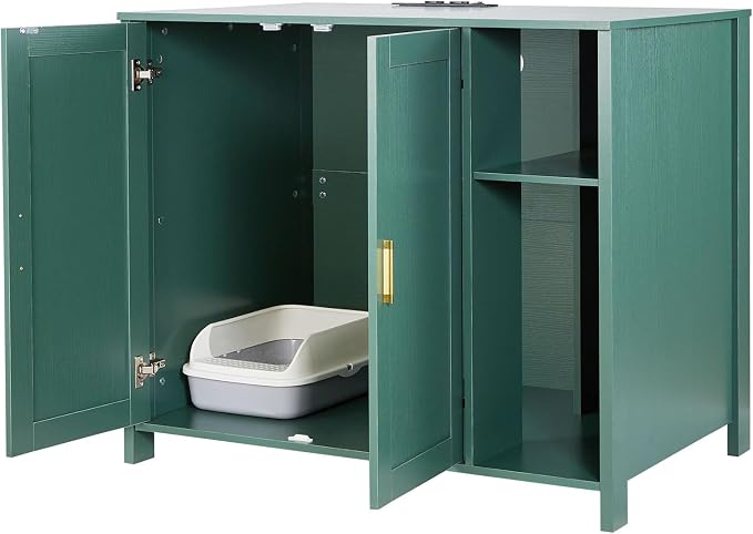 VEVOR Cat Enclosure, 41.3 in Self Cleaning Litter Box Cabinet, with Drawer & Detachable Divider, Automatic Litterbox Enclosure with Built-in Power Outlet, Fits Most Smart Litterboxes - Image 12