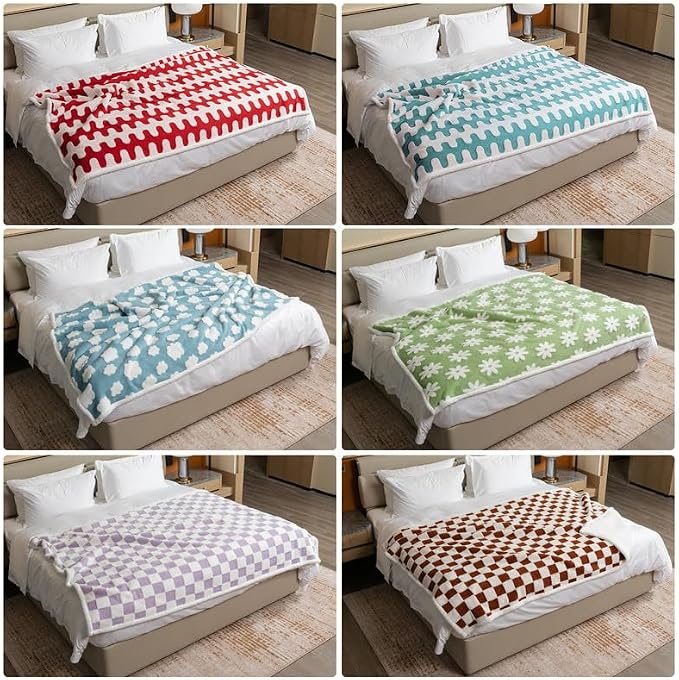 Waterproof Pet Blanket,Dog Blue Dog Blankets for Bed Covers Couch Sofa Stylish Jacquard Pets Throw Blankets for Puppy Cats Washable Reversible Furniture Protection Covers (Blue Cloud,M) - Image 9