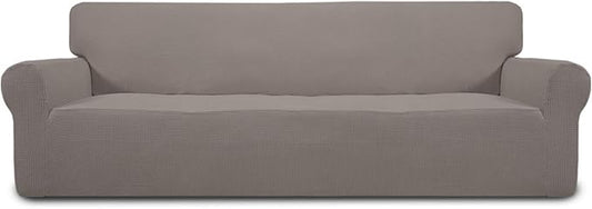 Easy-Going Stretch 4 Seater Oversized Sofa Couch Cover Taupe | 1-Piece Extra X-large Sofa Cover Furniture Protector Couch Soft with Bottom for Kids, Spandex Jacquard by Easy-Going