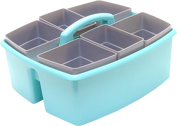 Storex Large Classroom Caddy with Cups, 13 x 11 x 6.575 Inches, Teal, Case of 2 (00984U02C) - Image 3