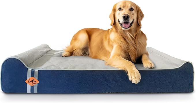 Laifug Orthopedic Dog Beds for Large Dogs,7" Memory Foam Dog Beds,Durable Water Proof Liner Removable and Washable, Nonskid Bottom, Slate Blue 50"x36"x10" by Laifug