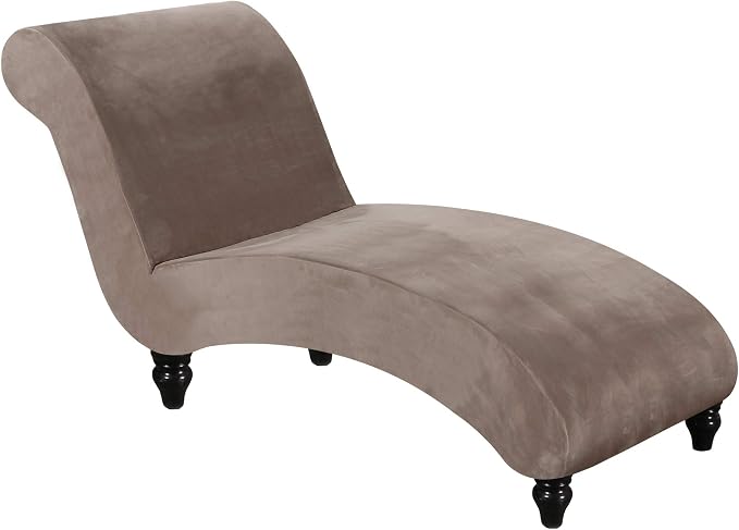 FantasDecor Chaise Lounge Slipcover Velvet Cover Luxury for Living Room Indoor Stretch Ultra Soft Machine Washable, Taupe by FantasDecor