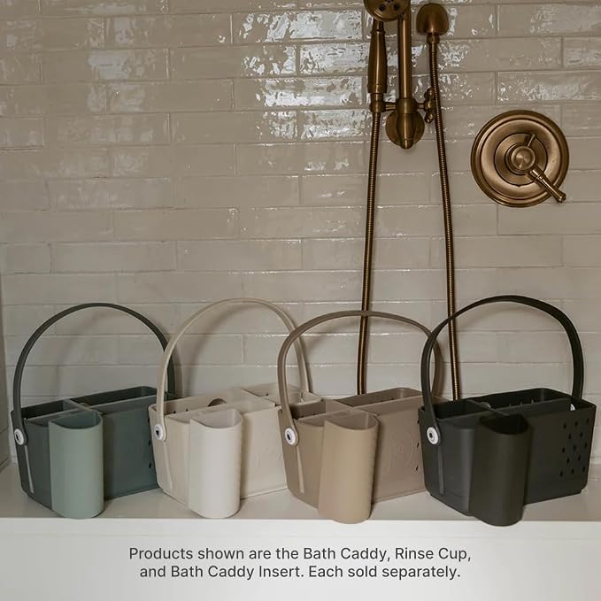 Parker Baby Co. Quick-Dry Bath Caddy Organizer with Handle - Rain, Regular | BPA-free, food-grade shower caddy & bath organizer that stores toys and bath supplies in a sturdy, easy-carry handle design - Image 7